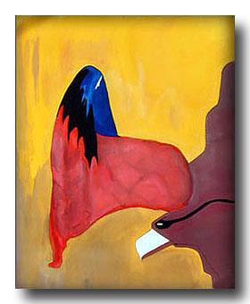 Woman Who Remembers. Tribal sacred art by Turtleheart, Ojibway Artist living in Taos, New Mexico. Copyright 2004. Turtleheart. One of a kind.