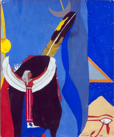 Dream of Egypt 1979, a painting by Turtle Heart. Ojibwe.