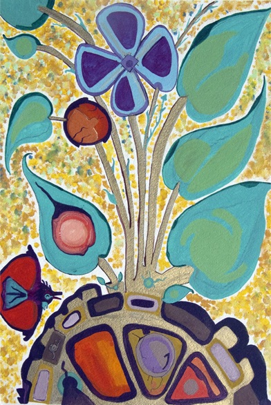 Emergence a painting by Turtle Heart. Ojibway. Pantelleria.