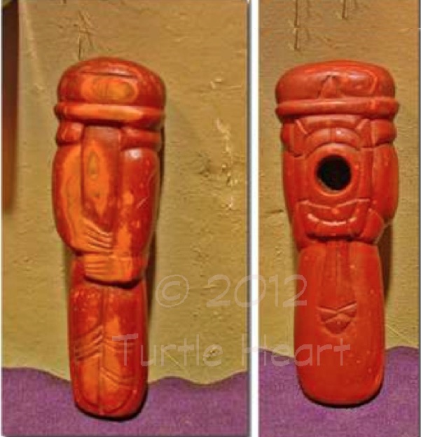 ceremonial pipestone prayer with a feather. Turtle Heart. Ojibwe. Pantelleria.