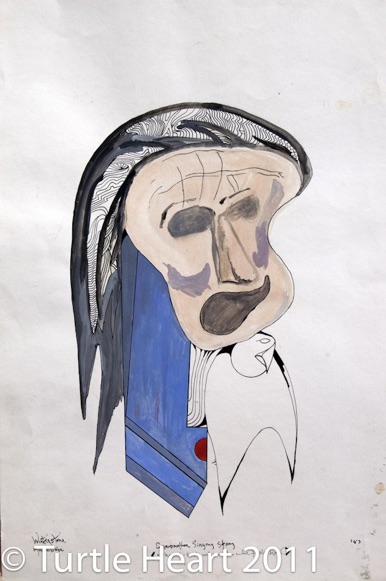 A Grandmother's Story (Bird), a painting by Turtle Heart. Ojibwe.