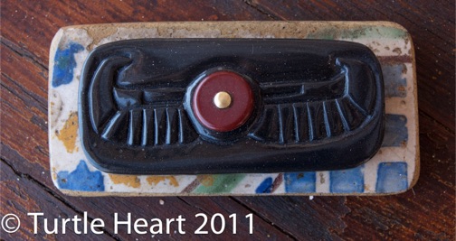 immortality.winged sun ojibwe pipestone carving by Turtle Heart. Pantelleria.