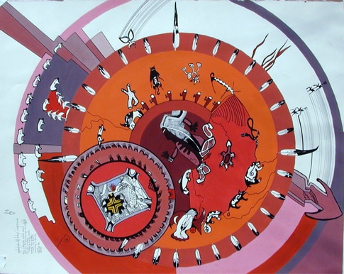 Natural Man Runs Downwind. A painting by Turtle Heart. Ojibwe. Pantelleria.