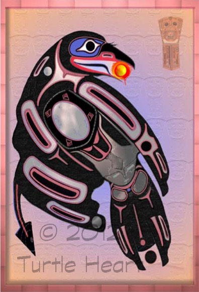 Raven Steals the Sun, a painting by Turtle Heart. Limited Edition.