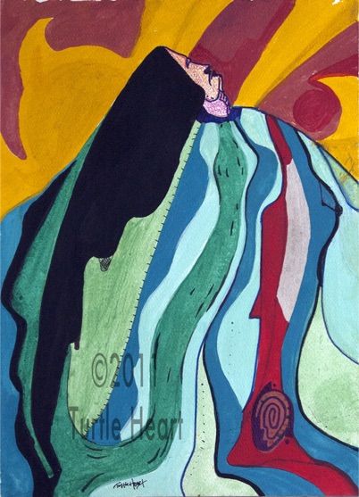 Sun Rise and Water a painting by Turtle Heart. Ojibwe. Pantelleria.