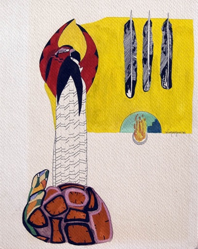 Two Heads a painting by Turtle Heart. Ojibwe.