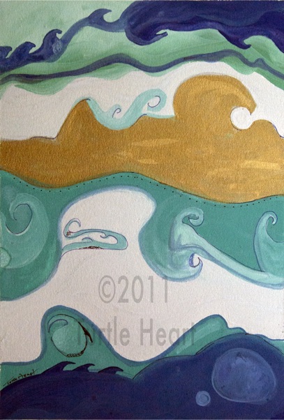 wavy waves a painting by Turtle Heart. Ojibwe. Pantelleria.